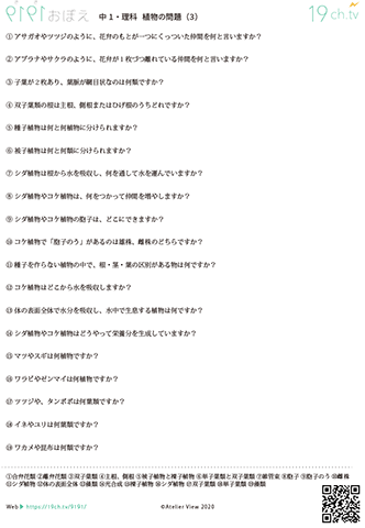 中1理科(光合成・胞子（植物）)