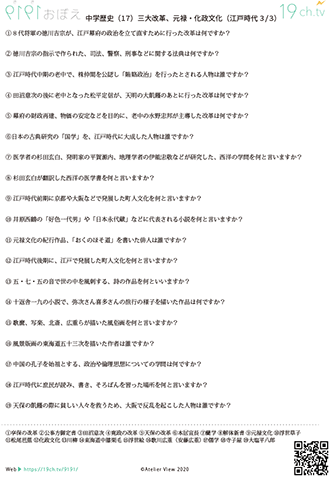 中学歴史(三大改革、元禄・化政文化)