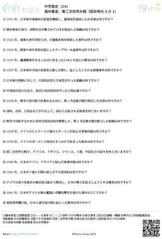 中学歴史(満州事変、第二次世界大戦)