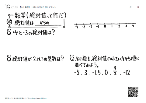 中1数学・絶対値の問題