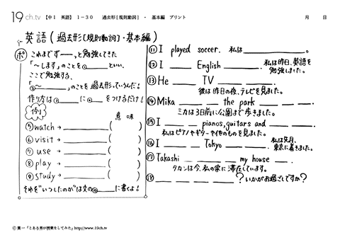 過去形[規則動詞]・基本編