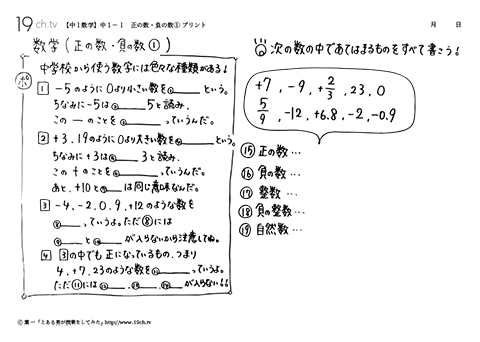 正の数・負の数①