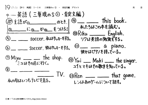 三単現のｓ ①・肯定文編