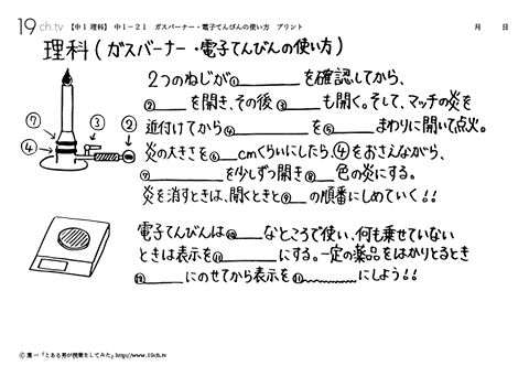 ガスバーナー・電子てんびんの使い方