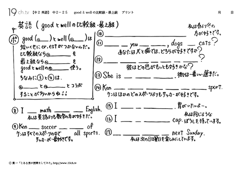 goodとwellの比較級・最上級