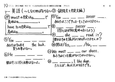 ～しなければならない②・疑問文と否定文編