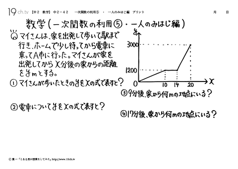 一次関数の利用⑤・一人のみはじ編