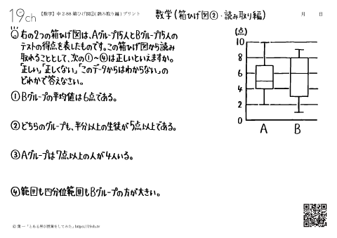箱ひげ図②(読み取り編)