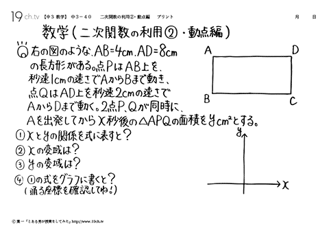 二次関数の利用②・動点編