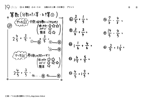 分数のたし算・ひき算①