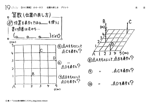小4算数・位置の表し方の問題