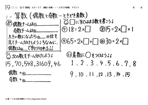 偶数と奇数・・・ときどき素数