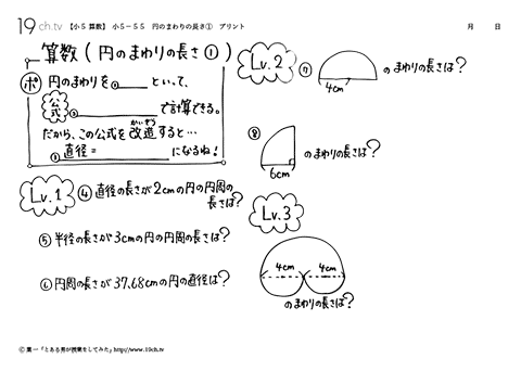 円のまわりの長さ①