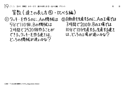 速さの表し方⑤・比べる編