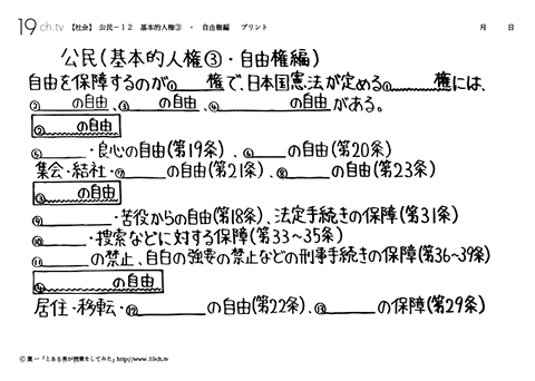 基本的人権③・自由権編